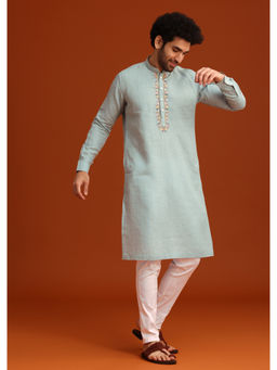 KALKI FASHION - Sky Blue Floral Hand Embroidered Kurta with Pant