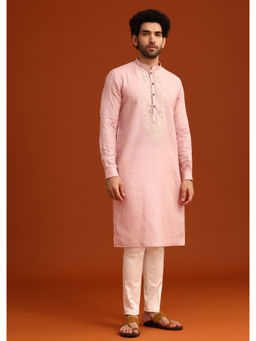 KALKI FASHION - Light Pink Floral Thread Embroidered Kurta with Pant