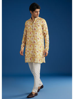 KALKI FASHION - Yellow Pashmina Floral Printed Kurta with Pant