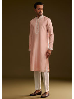 KALKI FASHION - Sea Shell Embroidery Pink Silk Kurta with Pant
