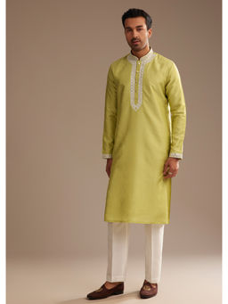 KALKI FASHION - Green Silk Yoke Embroidery Kurta with Pant