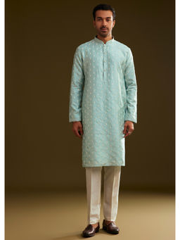 KALKI FASHION - Blue Silk Embroidered Kurta with Pant