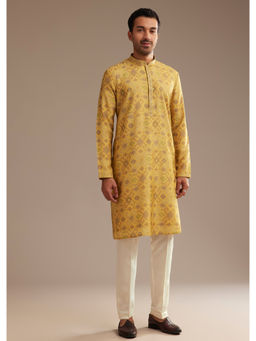 KALKI FASHION - Mustard Yellow Geometric Print Kurta with Pant