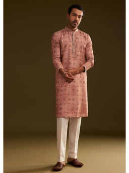 KALKI FASHION - Onion Pink Geometric Print Kurta with Pant