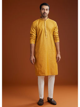KALKI FASHION - Yellow Banarasi Silk Kurta with Pant