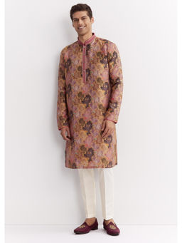 KALKI FASHION - Purple Silk Floral Printed Kurta with Pant