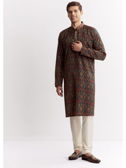 KALKI FASHION - Navy Blue Chanderi Printed Kurta with Pant