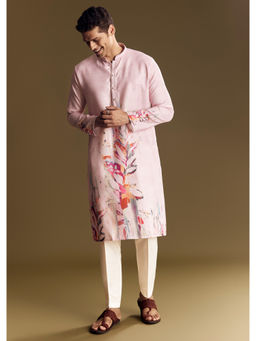 KALKI FASHION - Purple Printed Linen Kurta with Pant