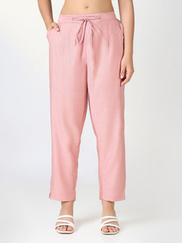 SHOWOFF - Women'S Peach Solid Slim Fit Trousers