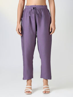 SHOWOFFFF - Women'S Purple Solid Slim Fit Trousers