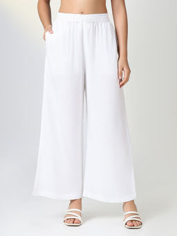 SHOWOFF - Women'S White Solid Straight Fit Parallel Trousers