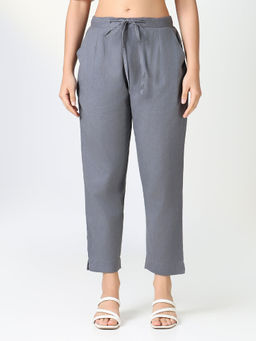 SHOWOFF - Women'S Grey Solid Slim Fit Trousers