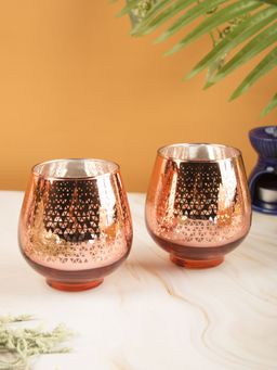 Voncasa - Glass T Light Candle Holder Pack Of 2 - Pink