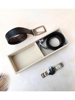 La Trove - Premium Velvet 2 Slot Belt Organizer Sleek Tray Cream