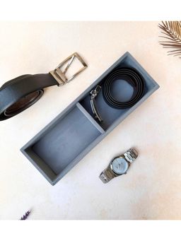 La Trove - Premium Velvet 2 Slot Belt Organizer Tray Grey