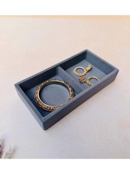 La Trove - Premium Velvet 2 Grid Jewellery Organizer Mini Tray Grey