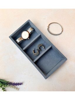 La Trove - Premium Velvet 3 Grid Jewellery Organizer Mini Tray Grey