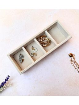 La Trove - Premium Velvet 4 Grid Jewellery Organizer Micro Tray Cream