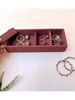 La Trove - Premium Velvet 4 Grid Jewellery Organizer Micro Tray Dark pink