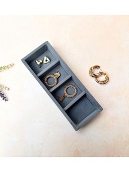 La Trove - Premium Velvet 4 Grid Jewellery Organizer Micro Tray Grey