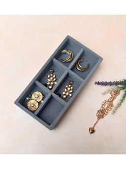 La Trove - Premium Velvet 6 Grid Jewellery Organizer Mini Tray Grey