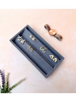 La Trove - Premium Velvet Earring Studs Organizer Mini Jewellery Tray Grey