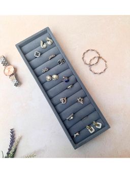 La Trove - Premium Velvet Rings Cufflinks Organizer Sleek Jewellery Tray Grey