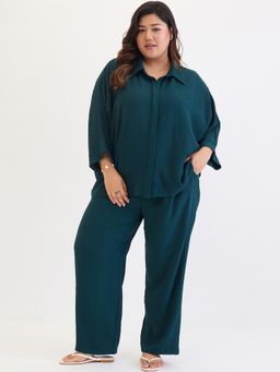 Femmella - Bottle Green Kimono Sleeve Co-Ord (Set of 2)