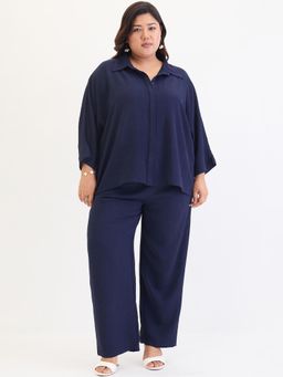 Femmella - Navy Kimono Sleeve Co-Ord (Set of 2)