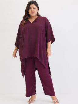 Femmella - Wine Asymmetric Co-Ord (Set of 2)