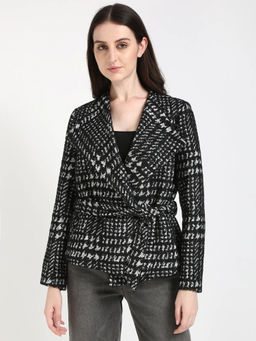 Calvin Klein - Black Regular Fit Polyester Notch Collar Jacket with Belt