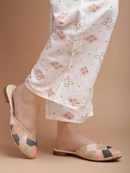 Shoetopia - Ethnic Green Flat Mules for Girls