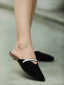 Shoetopia - Classy Black Flat Mules for Girls