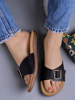 Shoetopia - Stylish Solid Black Flats for Girls