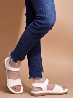 Shoetopia - Comfortable White Doctor Sole Sandals for Girls