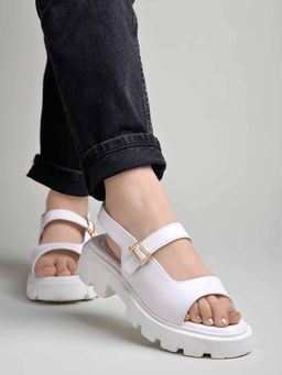 Shoetopia - Casual White Platform Sandals for Girls