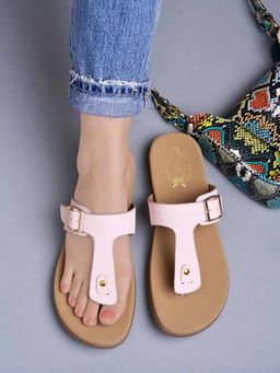 Shoetopia - Stylish Solid Pink Flats for Girls