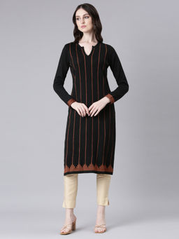 NEERU'S - Black Casual Solid Straight Kurta