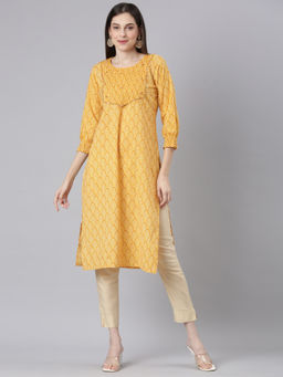 NEERU'S - Mustard Casual Quirky Straight Kurta