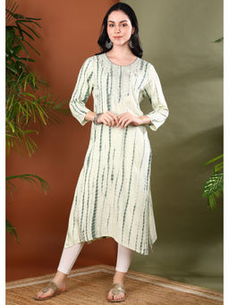 Maaesa - Women Printed Cotton Green Kurta
