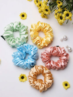 Arendelle - Skinny Scrunchies In Pastel Shades (Pack Of 5) (7-12 Years)
