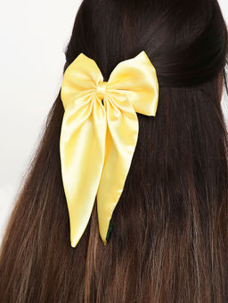 Arendelle - Yellow Satin Silk Pigtail Hair Bow Clips (7-12 Years)