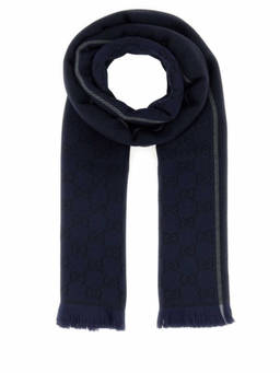 Gucci - Navy Blue Logo Scarf