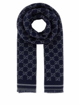 Gucci - Dark Blue Gg Logo Scarf