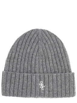 Sporty & Rich - Grey Logo Knitted Beanie Cap