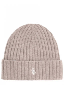 Sporty & Rich - Beige Logo Knitted Beanies Cap