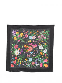 Gucci - Black Flora Printed Scarf