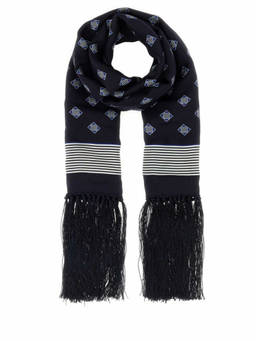 BODE - Navy Blue Foyer Diamond Printed Scarf