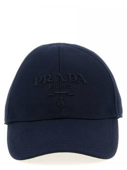 PRADA - Blue Logo Embroidery Baseball Cap
