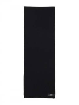 BALMAIN - Black Rib Knit Logo Scarf